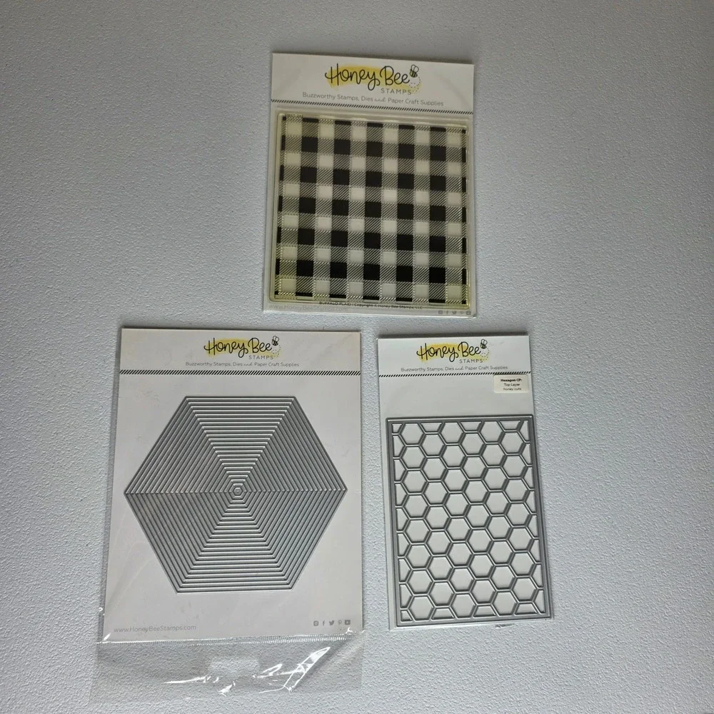 NEW Honey Bee Stamps & Dies Bundle Buffalo Hexagon Thin Frame HBST-242 HBDS-HXTF